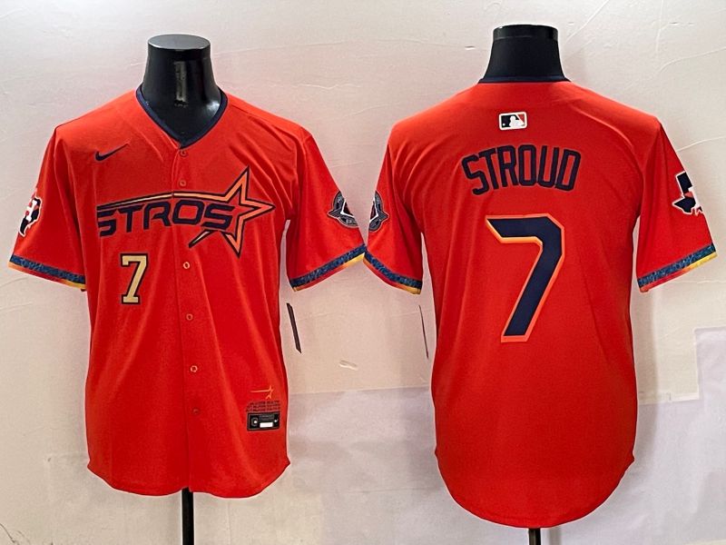 Men Houston Astros #7 Stroud Orange Five generation Joint Name Nike 2025 MLB Jersey style 3